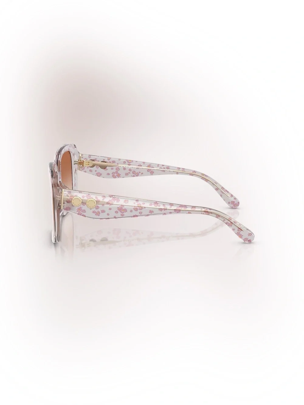 Coach Pink Floral Square Sunglasses with Brown Gradient Lenses